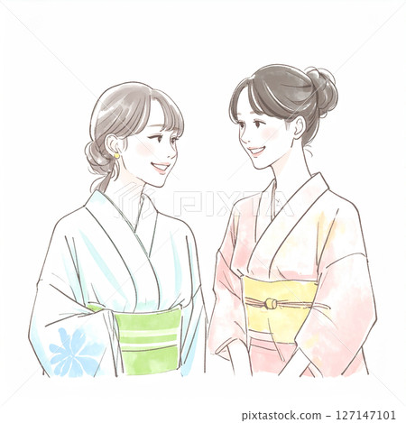 Kimono woman illustration material 127147101