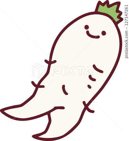 A cute and deformed radish illustration 127147261