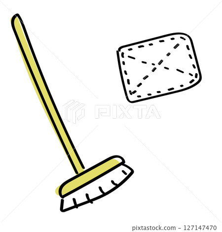 簡單清潔工具圖解:刷子和抹布 簡單清潔工具圖解:刷子和抹布 127147470