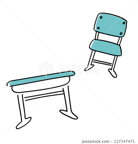 線條畫書桌和椅子插圖集 127147471
