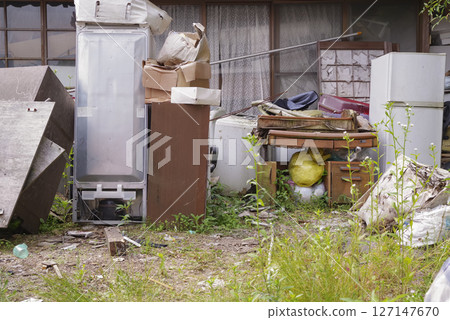 A large amount of bulky garbage left in an old house A large amount of bulky garbage left in an old house 127147670