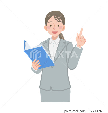 女商人拿著文件並指向 127147690