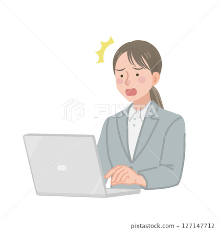 女商人對電腦螢幕感到驚訝 女商人對電腦螢幕感到驚訝 127147712