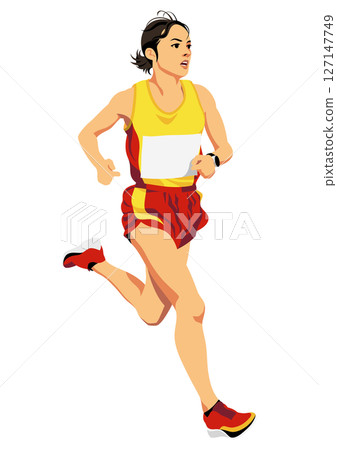 Women's marathon runner 127147749