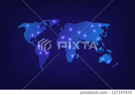 Technology Concept World map Global connection and communication Technology Concept World map Global connection and communication 127147970