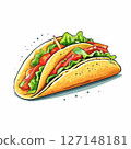 an AI Image Generator, Colorful Illustration of Fresh Tacos with Vegetables 127148181