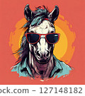an AI Image Generator, Horse Illustration with Sunglasses and Modern Fashion Style 127148182