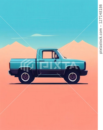 an AI Image Generator, Colorful Retro-Style Pickup Truck Illustration an AI Image Generator, Colorful Retro-Style Pickup Truck Illustration 127148186