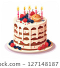 an AI Image Generator, Birthday Cake with Candles and Fresh Fruit Decoration 127148187