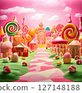 an AI Image Generator, Vibrant Candy Wonderland with Lollipop Trees 127148188