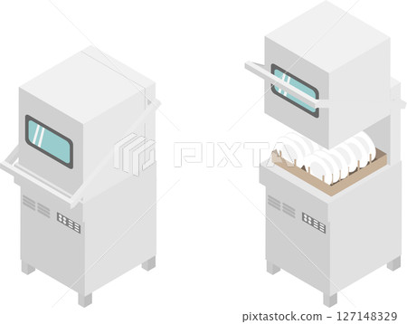 Isometric commercial dishwasher image material 127148329