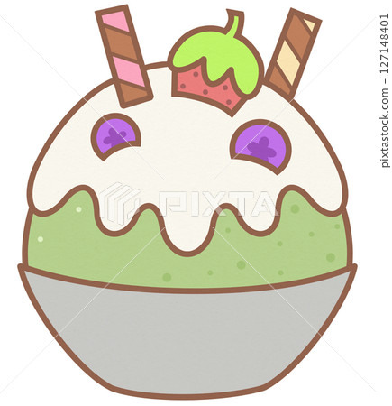 Berry Fruits Shaved Ice Matcha Green Tea Bingsu Korean Dessert 127148401