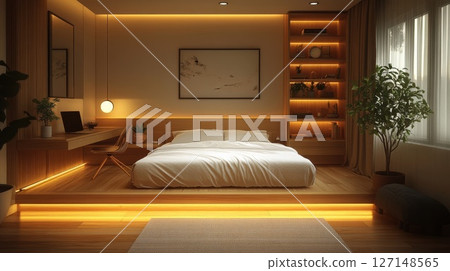 時尚的臥室 127148565