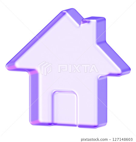 Minimal style home icon in soft purple glass texture, representing homepage, real estate, housing, navigation, or user interface, 3d rendering 127148603
