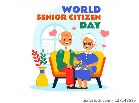 World Senior Citizen Day Vector Illustration on August 21st Celebrating and Honoring the Contributions of Older People with a Flat Style Background 127148650