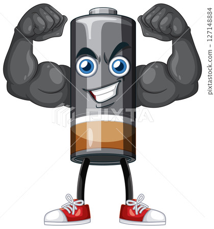 Energetic Battery Mascot Illustration 127148884