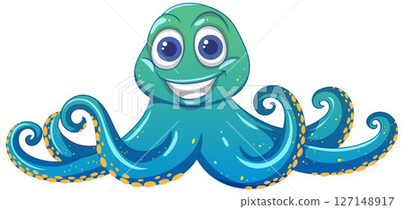 Smiling Cartoon Octopus Illustration Smiling Cartoon Octopus Illustration 127148917