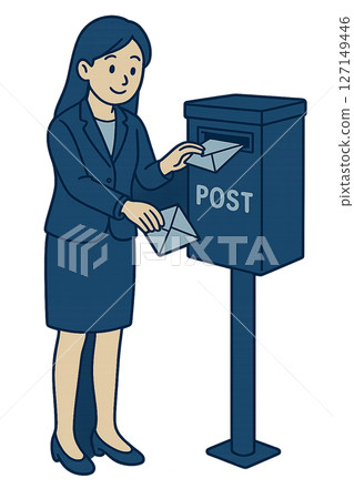 一位女士寄信的插圖 127149446