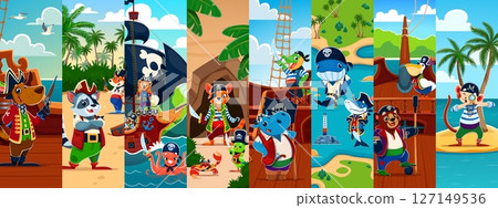 Cartoon animal pirate funny characters collage Cartoon animal pirate funny characters collage 127149536