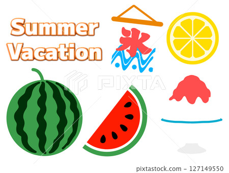 簡單的夏季材料收集（西瓜，刨冰） 127149550