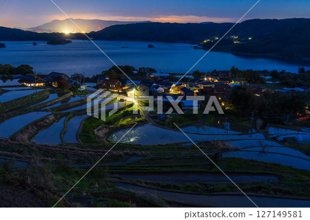 Saga Prefecture: Rice terraces of Urigasaka and a rural landscape overlooking Imari Bay Saga Prefecture: Rice terraces of Urigasaka and a rural landscape overlooking Imari Bay 127149581