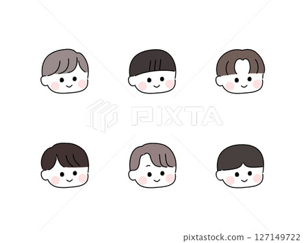 Cute and relaxed hand-drawn face set/boy 127149722