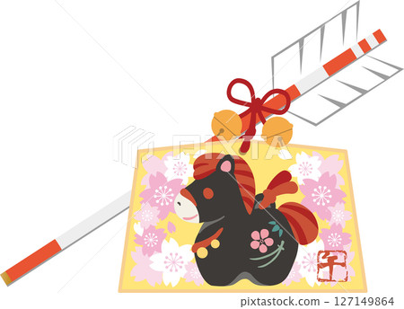 2026新年馬繪馬浜屋粘土鈴鐺櫻花可愛馬馬年生肖新年裝飾新年賀卡插圖 2026新年馬繪馬浜屋粘土鈴鐺櫻花可愛馬馬年生肖新年裝飾新年賀卡插圖 127149864