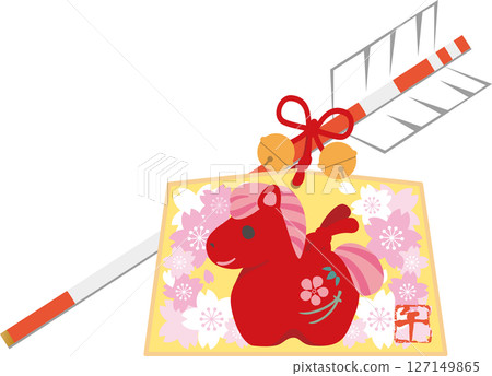 2026新年馬繪馬浜屋粘土鈴鐺櫻花可愛馬馬年生肖新年裝飾新年賀卡插圖 2026新年馬繪馬浜屋粘土鈴鐺櫻花可愛馬馬年生肖新年裝飾新年賀卡插圖 127149865