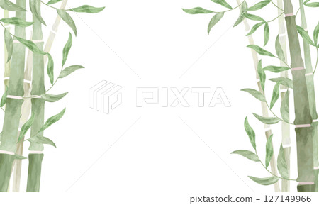 Watercolor bamboo frame on both sides Watercolor bamboo frame on both sides 127149966