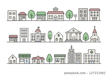 簡單的城市景觀建築插圖集 127151002