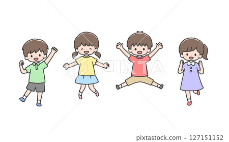 孩子們笑著跳躍 孩子們笑著跳躍 127151152