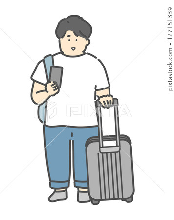 Illustration of a young man traveling Illustration of a young man traveling 127151339