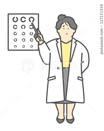 一位女性眼科醫生正在做視力測試 127151359