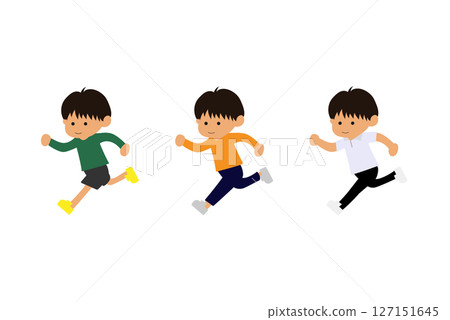 Running boy, child, illustration, color Running boy, child, illustration, color 127151645