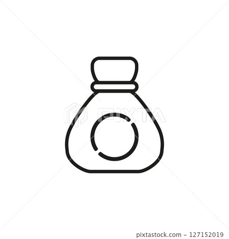 Money bag with dollar sign. pouch icon from asian collection. Thin linear pouch, bag, retail outline icon isolated on white background. Line vector pouch sign, symbol for web 127152019