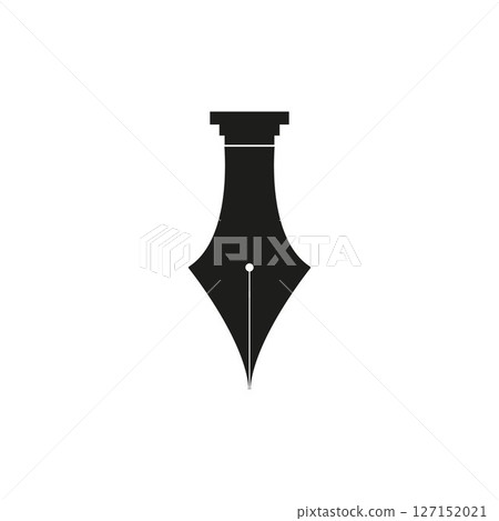 Fountain pen vector icon. Old fountain pen nibs pictogram. Retro fountain nib pen tip. Calligraphy Ink Pen. Black silhouette illustration Fountain pen vector icon. Old fountain pen nibs pictogram. Retro fountain nib pen tip. Calligraphy Ink Pen. Black silhouette illustration 127152021