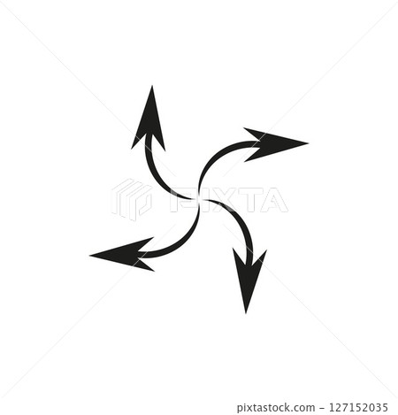 Outward arrow icon vector. Four Arrows icon sign symbol vector. Arrows pointing outward vector icon illustration isolated on white background Outward arrow icon vector. Four Arrows icon sign symbol vector. Arrows pointing outward vector icon illustration isolated on white background 127152035