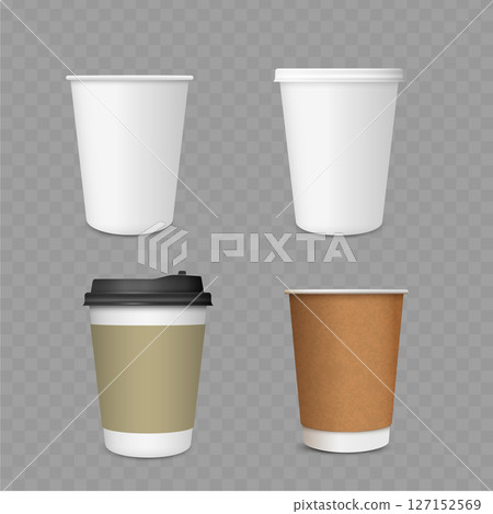 Coffee To Go Cup Mockup Set - Disposable Beverage Cups. Vector Coffee To Go Cup Mockup Set - Disposable Beverage Cups. Vector 127152569
