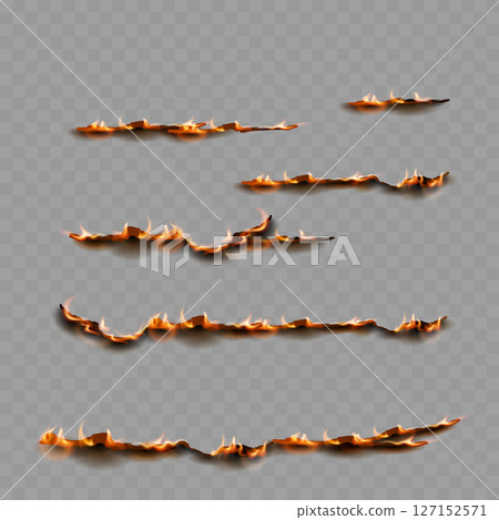 Realistic Burning Paper Edges - Flame Burn Line Effect. Vector 127152571