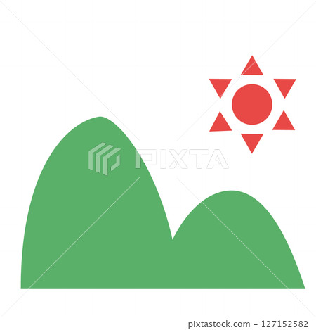 太陽和山脈的簡單風景插圖 太陽和山脈的簡單風景插圖 127152582