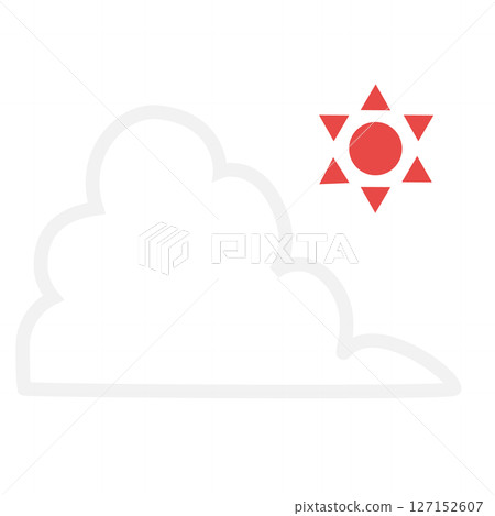Summer cumulonimbus and sun flat icon Summer cumulonimbus and sun flat icon 127152607