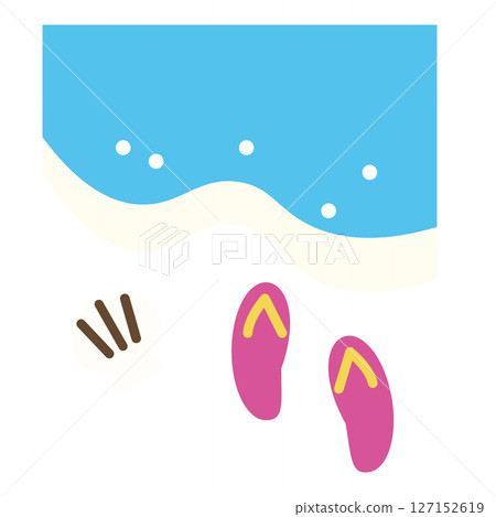 Beach sandals and shells seaside illustration Beach sandals and shells seaside illustration 127152619