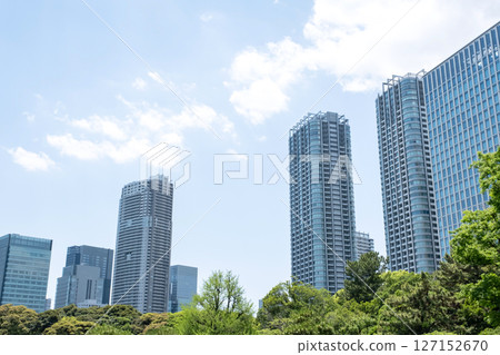Urban landscape with green and tower apartment Urban landscape with green and tower apartment 127152670