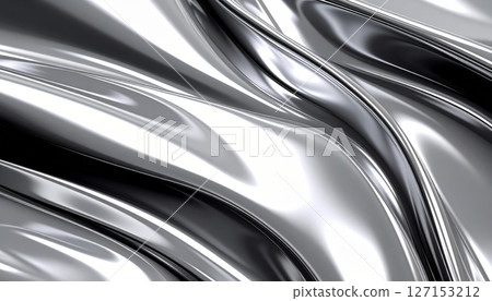 Close-up texture of liquid shiny metal in silver gray color 127153212