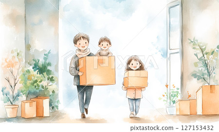 拿著紙板的家庭 127153432