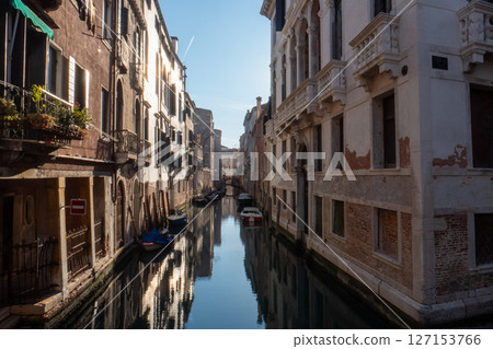 Quiet Venetian Canal at Dawn 127153766