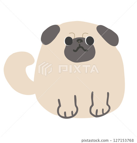 一隻可愛的圓形哈巴狗的手繪插圖 127153768