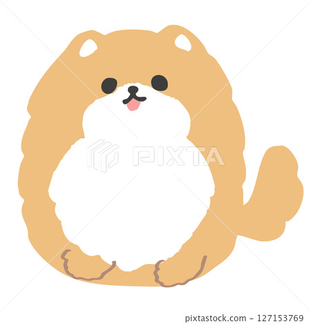 可愛的圓形博美犬插圖 可愛的圓形博美犬插圖 127153769