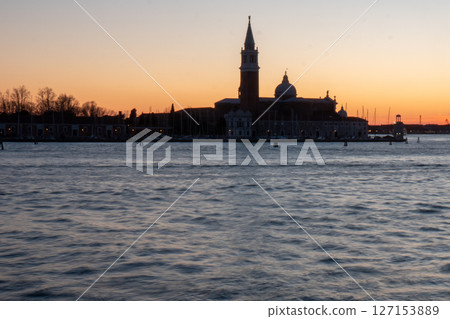 Sunset with Abbazia San Giorgio Maggiore in background Venice Sunset with Abbazia San Giorgio Maggiore in background Venice 127153889