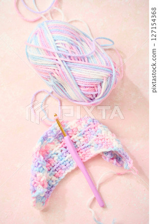 Image of crocheting with pastel colored yarn Image of crocheting with pastel colored yarn 127154368